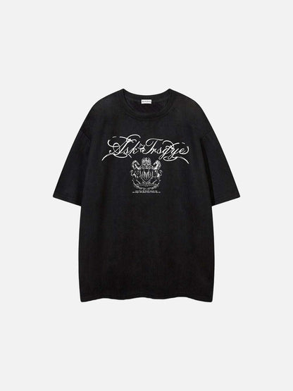 DAXUEN Oversized short-sleeve T-shirt with script graphics
