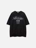DAXUEN Oversized short-sleeve T-shirt with script graphics