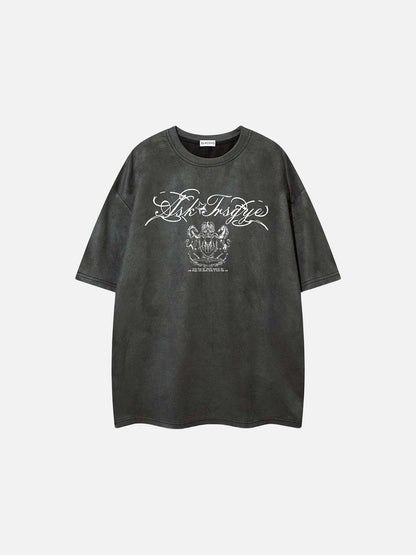 DAXUEN Oversized short-sleeve T-shirt with script graphics