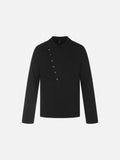 DAXUEN black asymmetric button-up long sleeve top