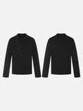 DAXUEN black asymmetric button-up long sleeve top