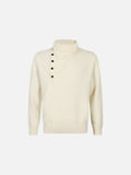 DAXUEN beige knit asymmetric double-layer high collar sweater