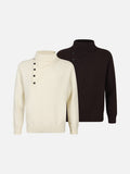 DAXUEN beige knit asymmetric double-layer high collar sweater