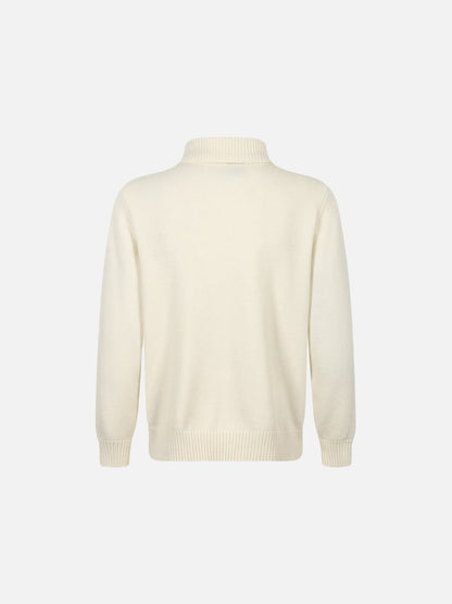 DAXUEN beige knit asymmetric double-layer high collar sweater