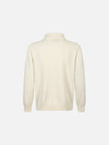DAXUEN beige knit asymmetric double-layer high collar sweater