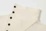 DAXUEN beige knit asymmetric double-layer high collar sweater