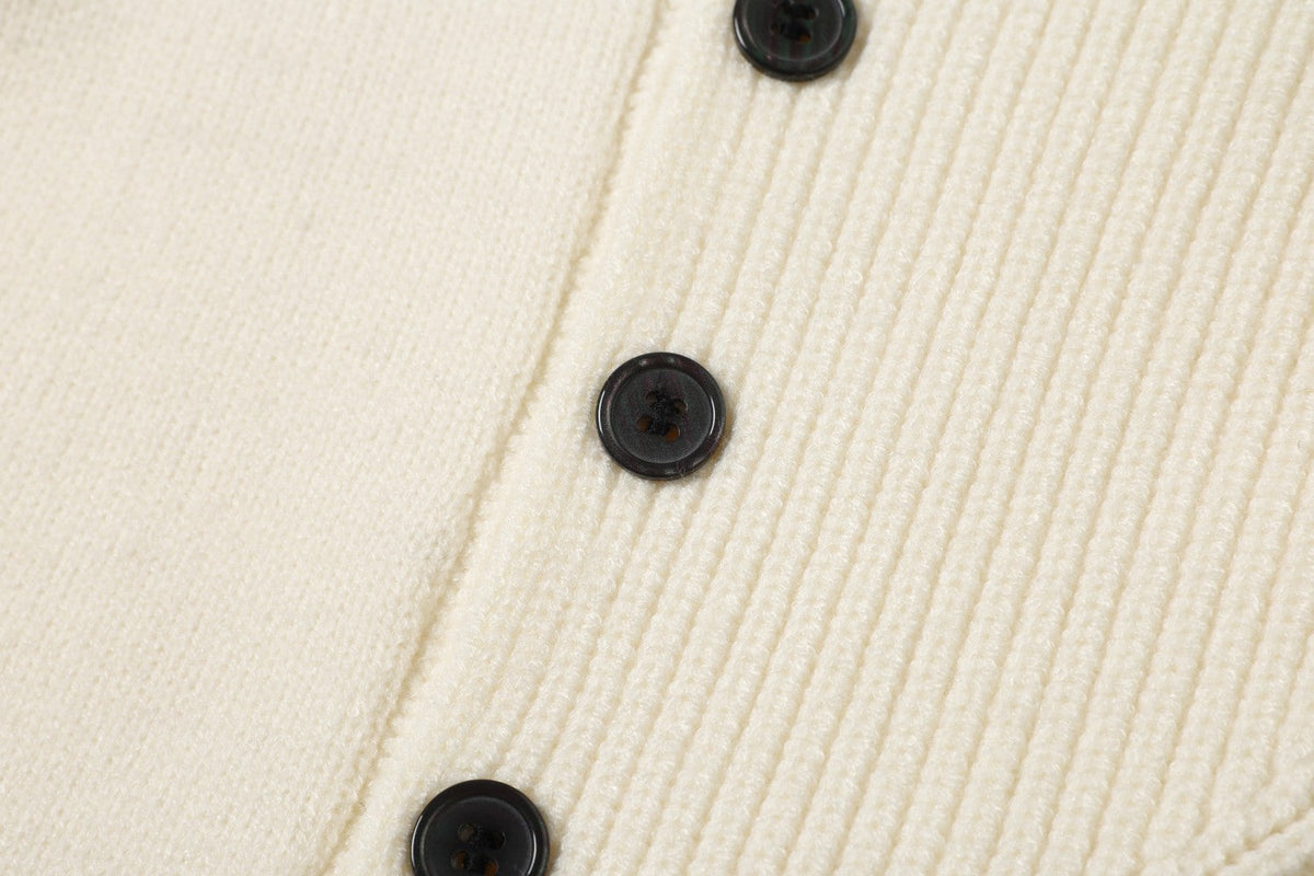 DAXUEN beige knit asymmetric double-layer high collar sweater