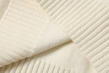 DAXUEN beige knit asymmetric double-layer high collar sweater