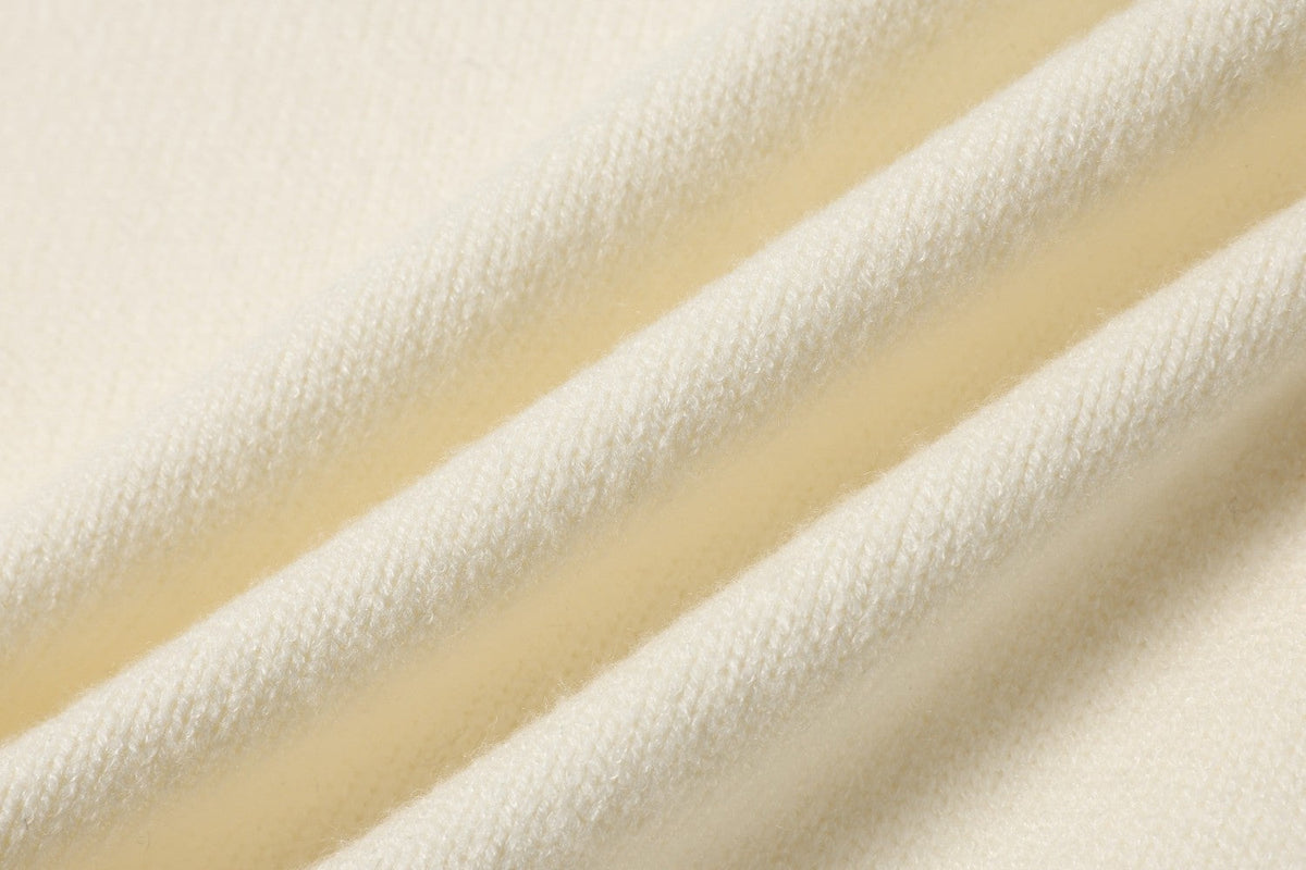 DAXUEN beige knit asymmetric double-layer high collar sweater