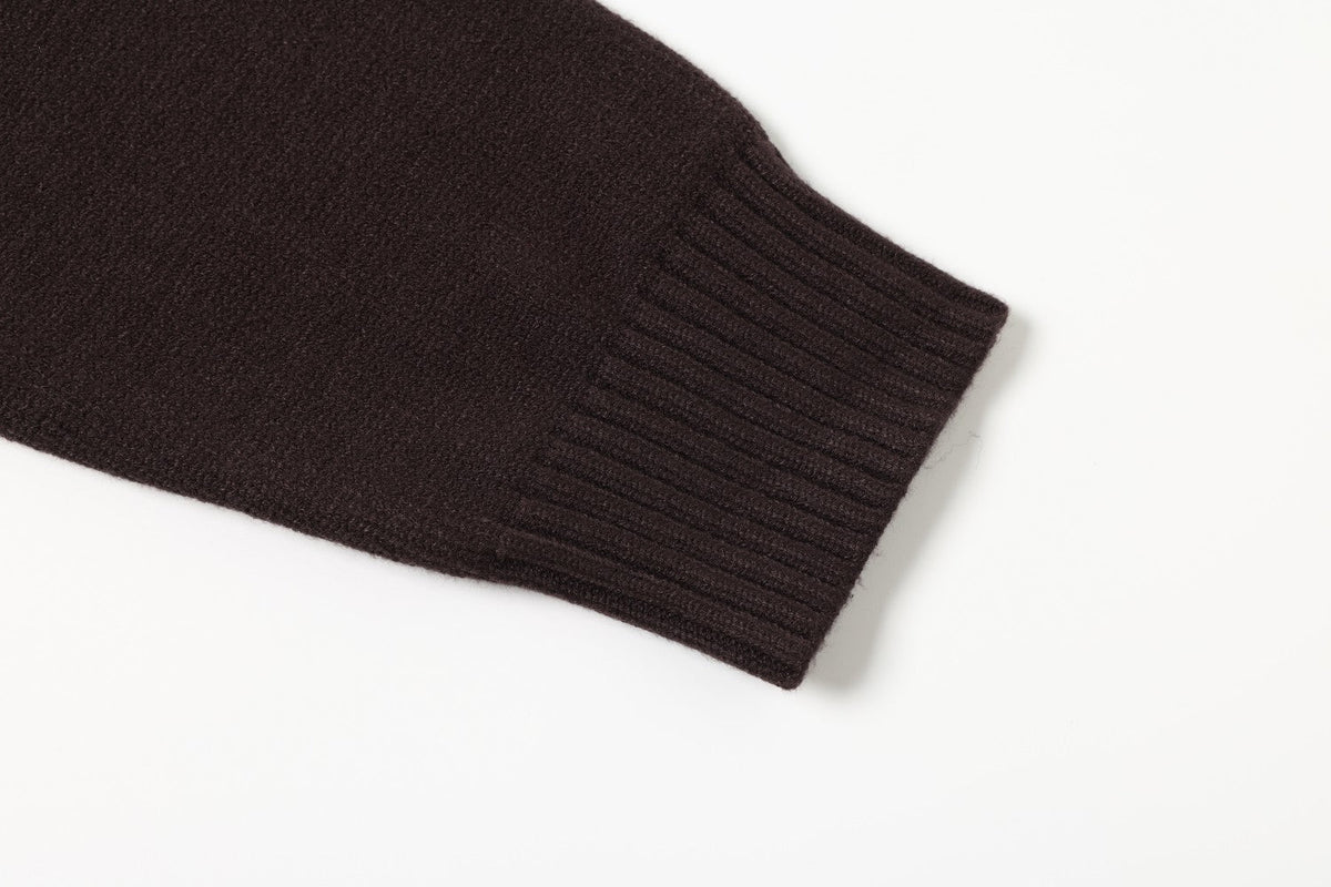 DAXUEN beige knit asymmetric double-layer high collar sweater