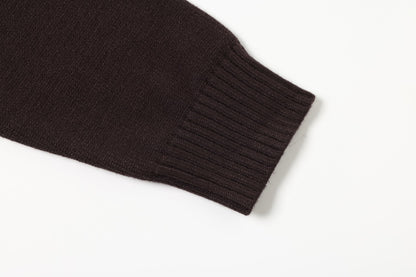 DAXUEN beige knit asymmetric double-layer high collar sweater