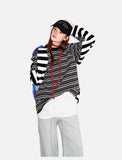 DAXUEN black and white asymmetric stripe oversized long sleeve top