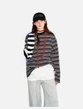 DAXUEN black and white asymmetric stripe oversized long sleeve top