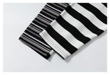 DAXUEN black and white asymmetric stripe oversized long sleeve top