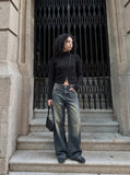 Asymmetric Zip Black Knit Cardigan