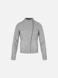 Asymmetric Zip Black Knit Cardigan