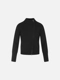 Asymmetric Zip Black Knit Cardigan