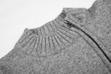 Asymmetric Zip Black Knit Cardigan