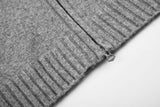 Asymmetric Zip Black Knit Cardigan