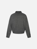 DAXUEN dark charcoal asymmetrical button bomber jacket