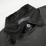 DAXUEN dark charcoal asymmetrical button bomber jacket
