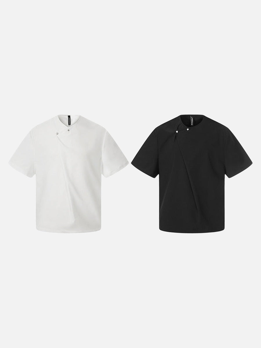DAXUEN Asymmetrical button detail short-sleeved t-shirt