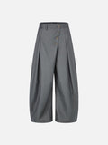 DAXUEN grey wide-leg trousers with asymmetrical button detail