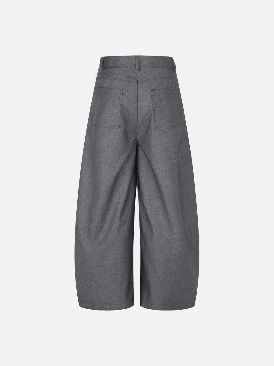 DAXUEN grey wide-leg trousers with asymmetrical button detail