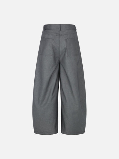 DAXUEN grey wide-leg trousers with asymmetrical button detail
