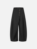 DAXUEN grey wide-leg trousers with asymmetrical button detail