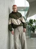 DAXUEN charcoal oversized asymmetrical-button wide-leg trousers — model photo