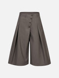 DAXUEN dark grey asymmetrical button-front wide-leg culottes