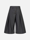 DAXUEN dark grey asymmetrical button-front wide-leg culottes