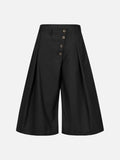 DAXUEN dark grey asymmetrical button-front wide-leg culottes