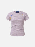 DAXUEN Asymmetrical flower embellished short-sleeved t-shirt
