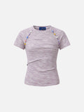 DAXUEN Asymmetrical flower embellished short-sleeved t-shirt