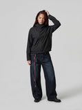 DAXUEN Hooded windbreaker jacket with asymmetrical zipper — model photo
