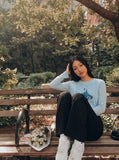 DAXUEN Long-sleeved tee with doberman graphic — model photo
