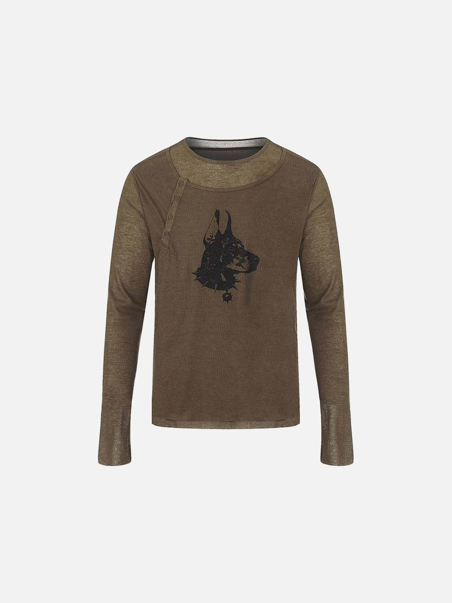 DAXUEN Long-sleeved tee with doberman graphic