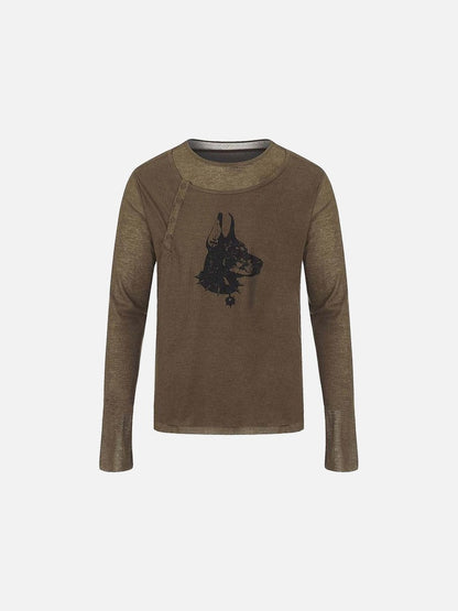 DAXUEN Long-sleeved tee with doberman graphic