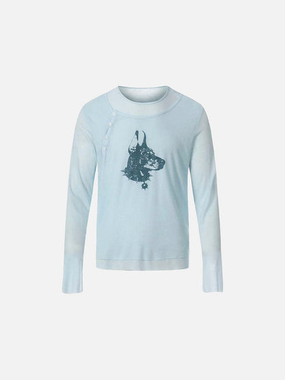 DAXUEN Long-sleeved tee with doberman graphic