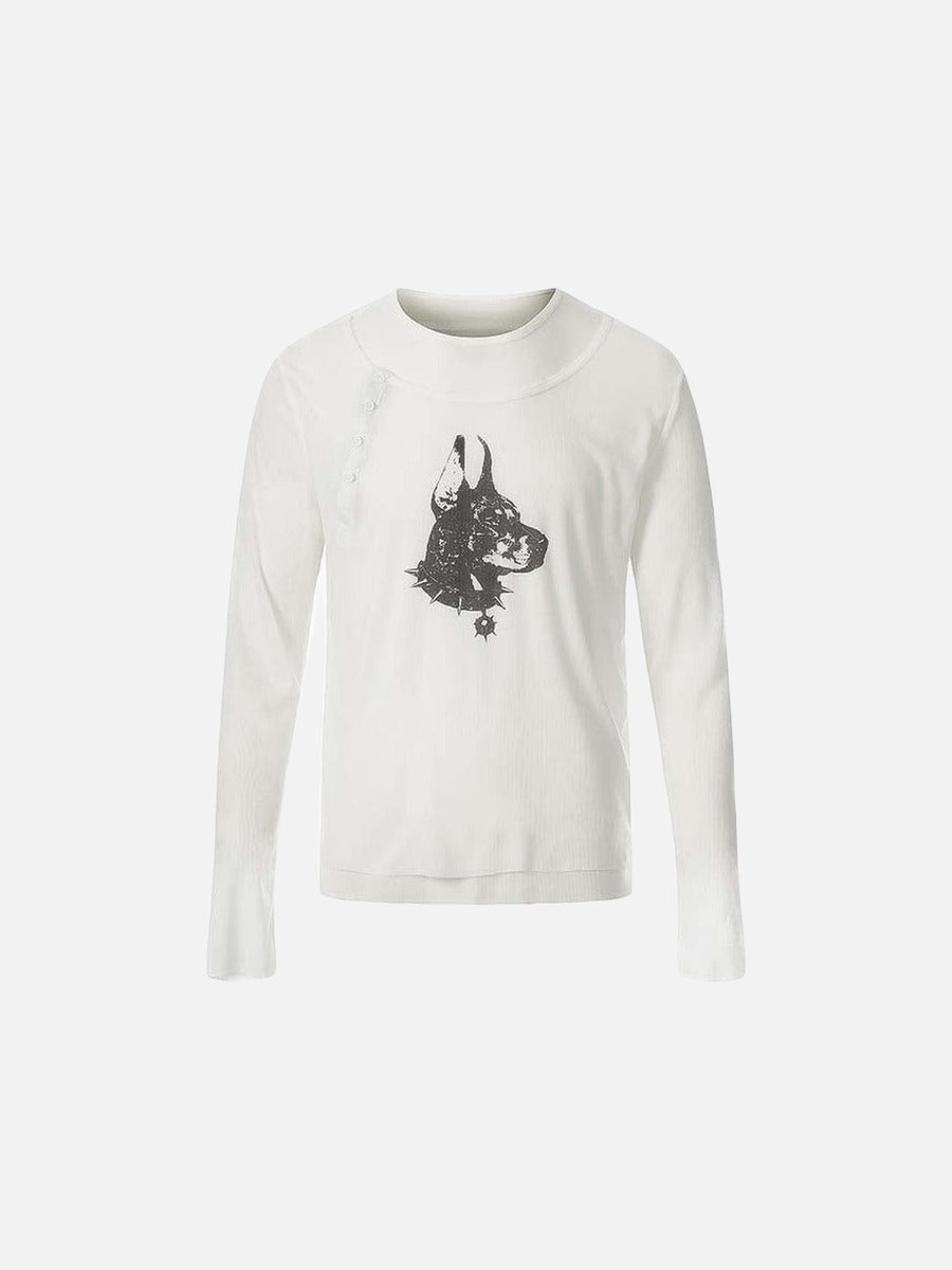 DAXUEN Long-sleeved tee with doberman graphic
