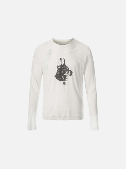 DAXUEN Long-sleeved tee with doberman graphic