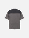 DAXUEN Asymmetrical panel t-shirt in charcoal grey and dark waffle knit
