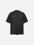 DAXUEN Asymmetrical panel t-shirt in charcoal grey and dark waffle knit