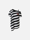 Asymmetrical Red Graphic Striped T-Shirt