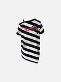 DAXUEN black and white striped asymmetrical graphic t-shirt