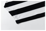 DAXUEN black and white striped asymmetrical graphic t-shirt