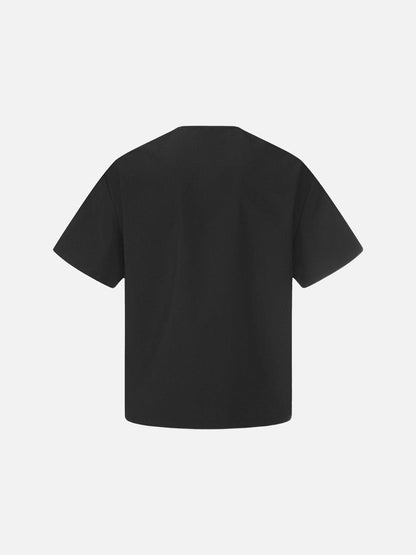 DAXUEN Asymmetrical snap button short-sleeved T-shirt