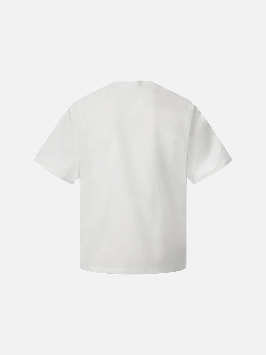 DAXUEN Asymmetrical snap button short-sleeved T-shirt